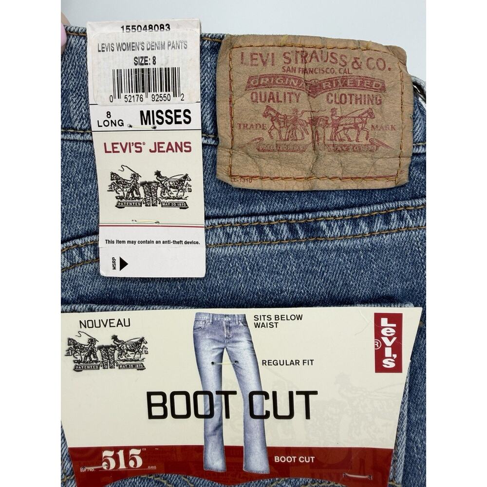 Levi's 515 Boot Cut Stretch Denim Blue Jeans Womens Size 8 Long Cowgirl Rodeo - Picture 6 of 7
